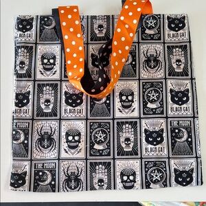 Black and White Tarot Trick and Treat bag with Orange Polka Dot Straps